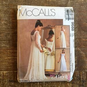 McCalls Sewing Pattern 9688 Modest Lace Bridal Gown Wedding Dress 4-6-8 UNCUT